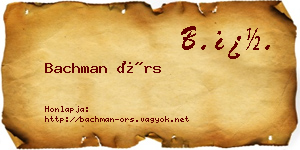 Bachman Örs névjegykártya
